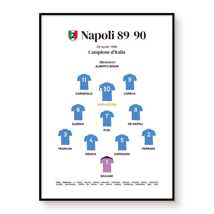 Poster - Formazione Napoli Campione 89-90